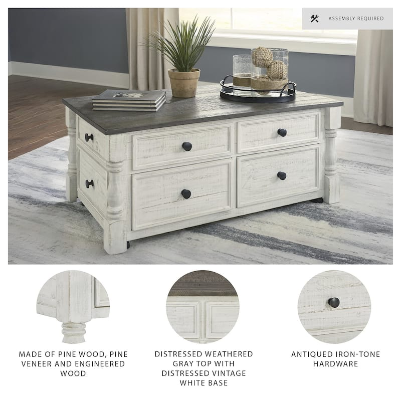 Signature Design by Ashley Havalance White/Gray Lift Top Cocktail Table - 26"W x 46"D x 20"H
