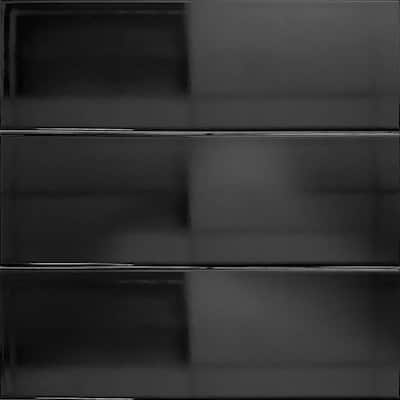 Apollo tile 4" x 12" Metro Polished Black Ceramic Tile (10.4 sq ft/case) - 34 Pack