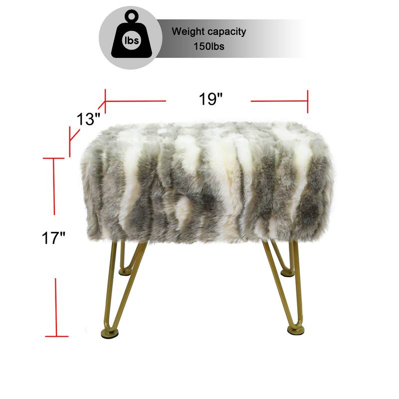 Home Soft Things Soft Fauxfur Ottoman Fuzzy Entryway Bench Seat
