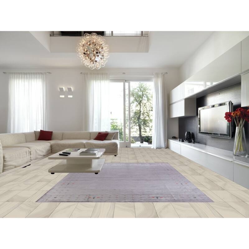 Hand Knotted Oriental 100% Wool Carpet Tribal Tribal Purples Gabbeh Area Rug - 12' 4'' X 9' 2''