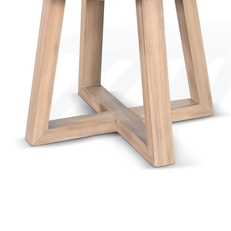 Dilly Side End Table, Cross Pedestal Base, Light Gray, 28 Inch Solid Wood