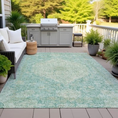 Machine Washable Indoor/Outdoor Traditional Global Chantille Rug