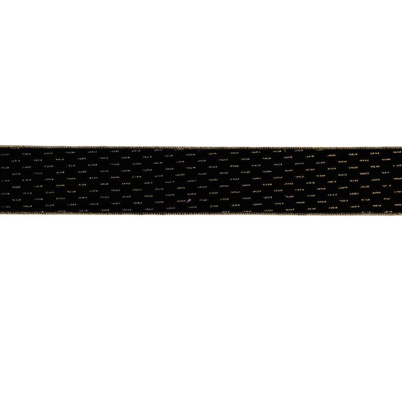 Set of 2 Wired Black Ribbon Rolls for Holiday Gift Wrapping - 180” x 2.5” x 0.25" - Black-Gold