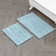 preview thumbnail 17 of 100, Laura Ashley Astor Chenille Bath Mat with TPR Backing 17 x 24 / 20 x 34 - Aqua