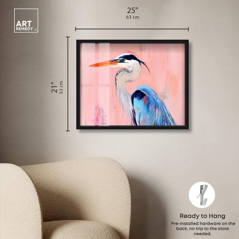 Rosy Dawn Heron Shadowbox by Art Remedy