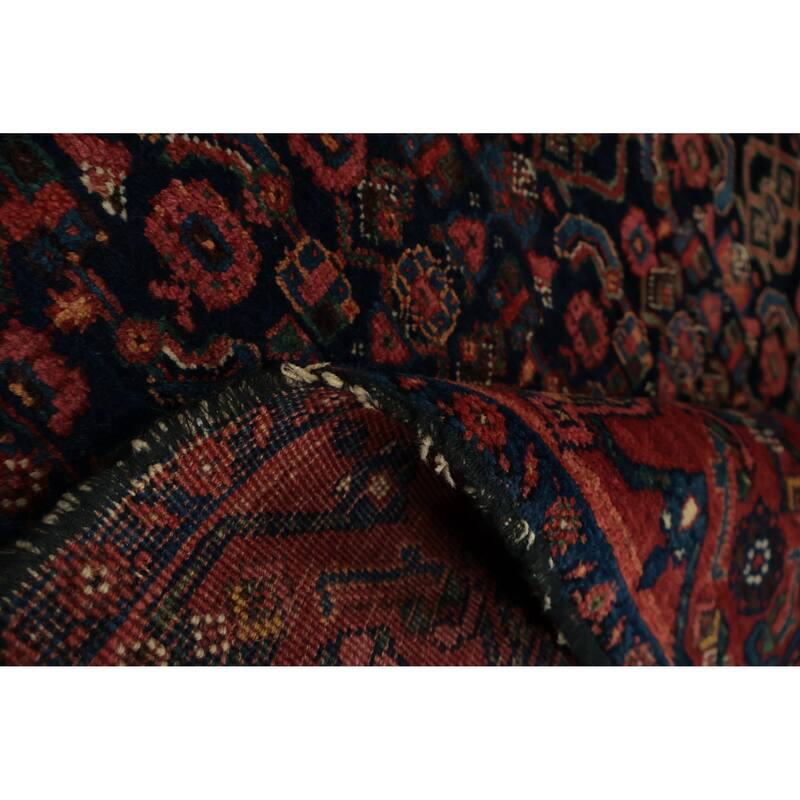 Hand Knotted Oriental 100% Wool Carpet Traditional Geometric Navy Blue & Blues Bidjar Area Rug - 9' 11'' X 5' 2''