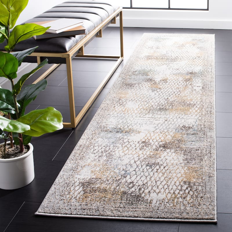 SAFAVIEH Bel Air Aita Abstract Rug - 2'3" x 9' Runner - Beige/Gold