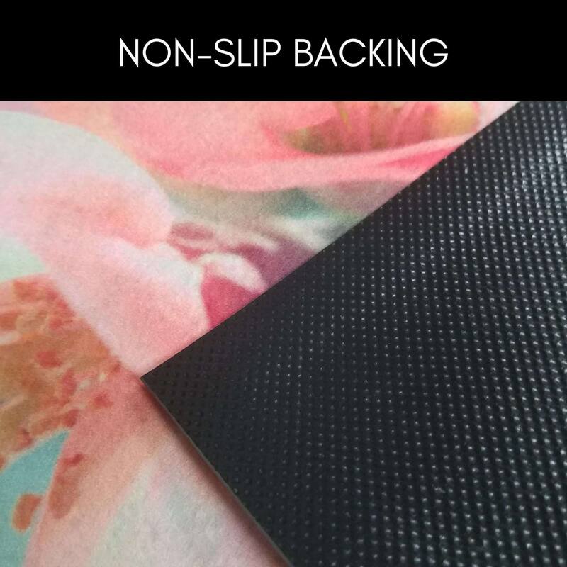 Indoor Printed Door Mat Flower PVC Polyester Rug 24x16 Pink
