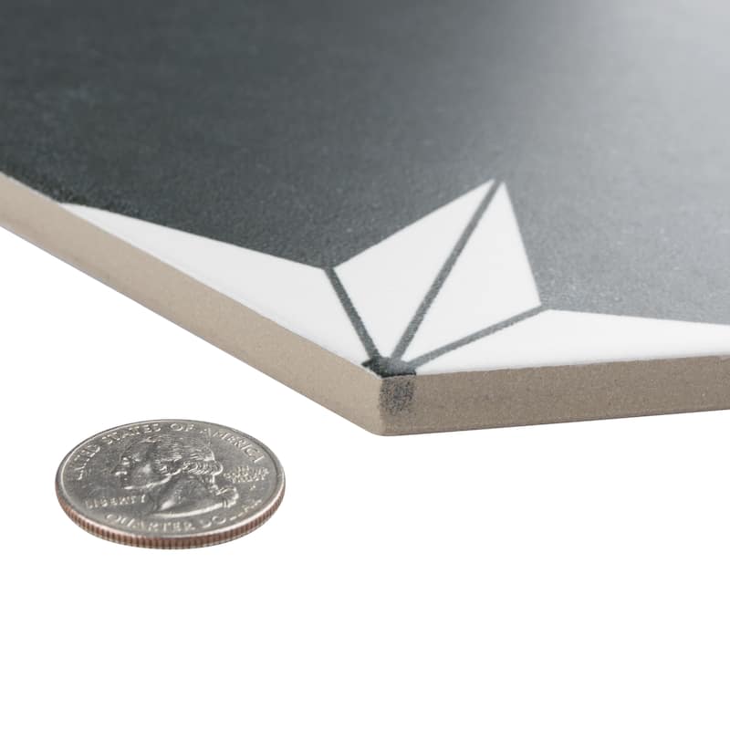 Merola Tile Stella Hex Night 8-5/8" x 9-7/8" Porcelain Floor and Wall Tile