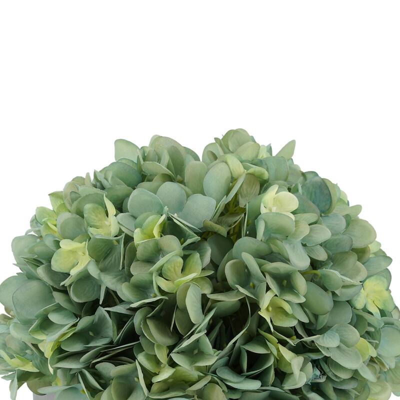 Faux Hydrangea in Grey Washed Wood Cube Planter
