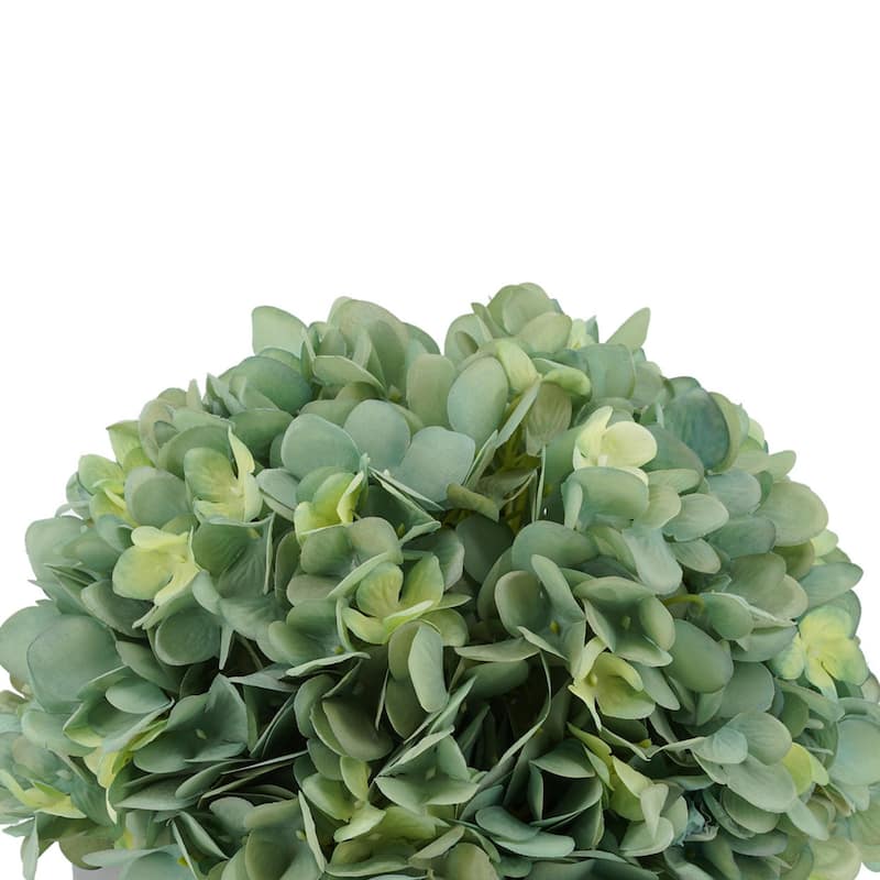 Faux Hydrangeas in Grey Wood Washed Ledge Planter