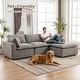 preview thumbnail 1 of 7, COSIEST 108" Chenille Modular Sectional Sofa with Ottoman Grey