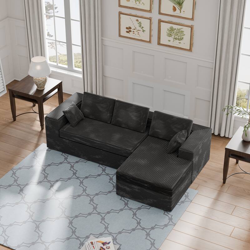 Modland 108" Boneless Cloud Couch, Modular L-Shaped Sectional Sofa, No Assembly, Corduroy