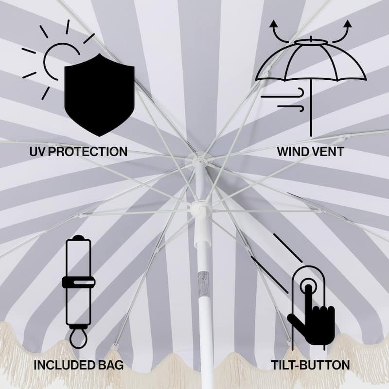 Mariner 6.5ft Classic Fringe Umbrella w/ Tilt & Bag