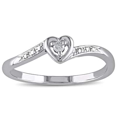 Miadora Sterling Silver Diamond Heart Promise Ring