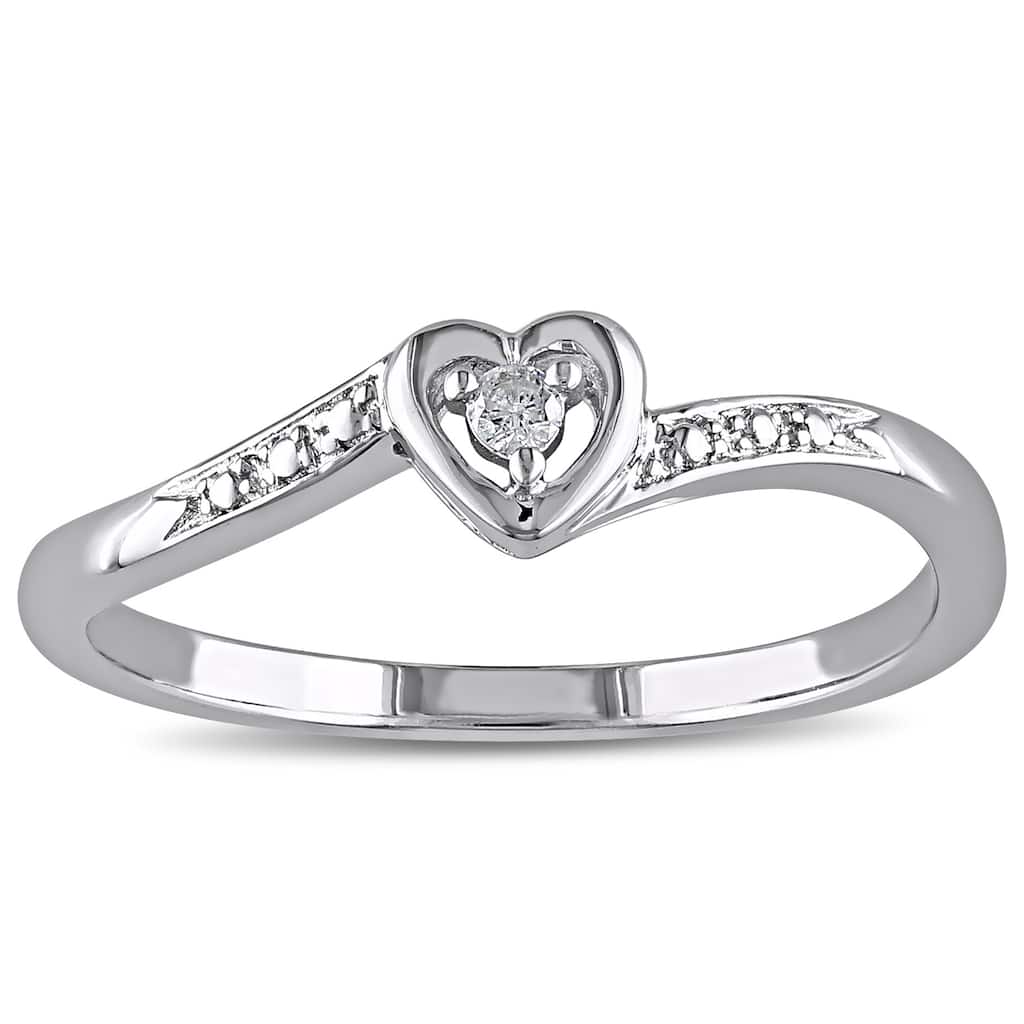 Miadora Sterling Silver Diamond Heart Promise Ring