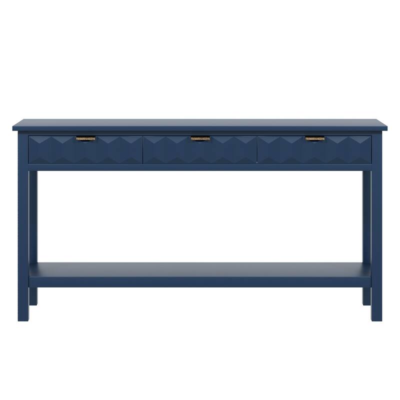 Wooden Console Table Entryway Table with 3 Drawers and Bottom Shelf , 60" Narrow Long Sofa Side Table for Living Room Hallway
