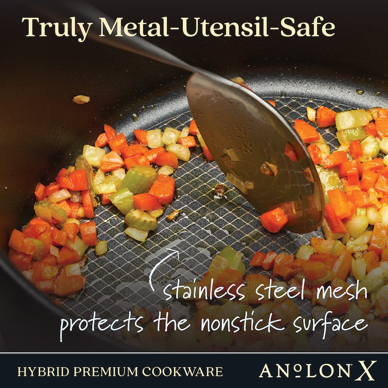 Anolon X Hybrid Nonstick Induction Saucier Pan With Lid, 2.5-Quart, Charcoal Gray