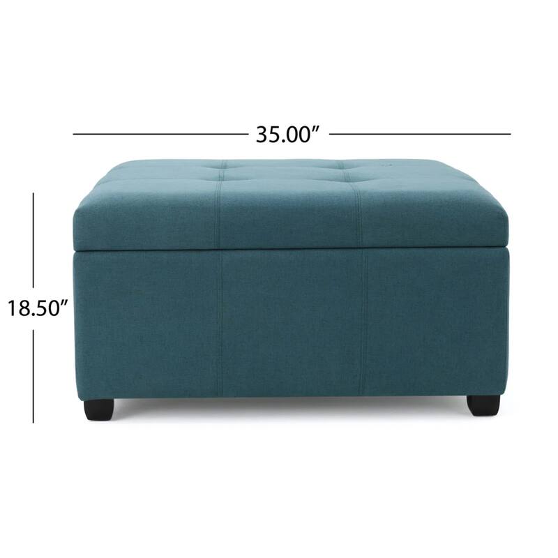 Tufted Square Storage Ottoman, Dark Teal