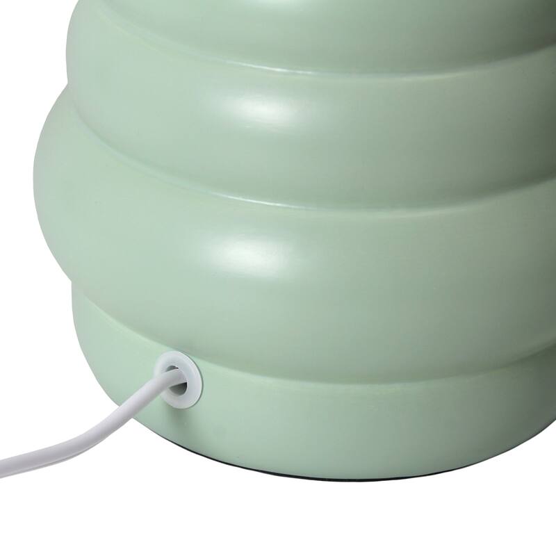 Ribbed Ceramic Table Lamp with Drum Shade - 12.75" - Green