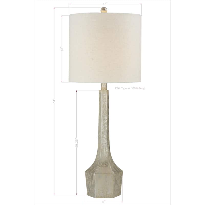 Maya 34" Table Lamp with Linen Shade, Silver (Set of 2)