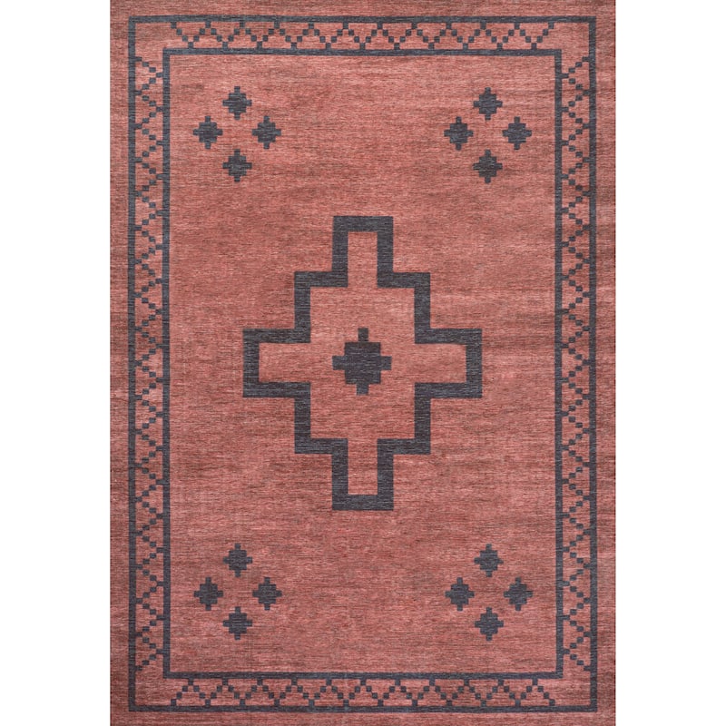 JONATHAN Y Rand Medallion Textured Weave Machine Washable Area Rug - 9 X 12
