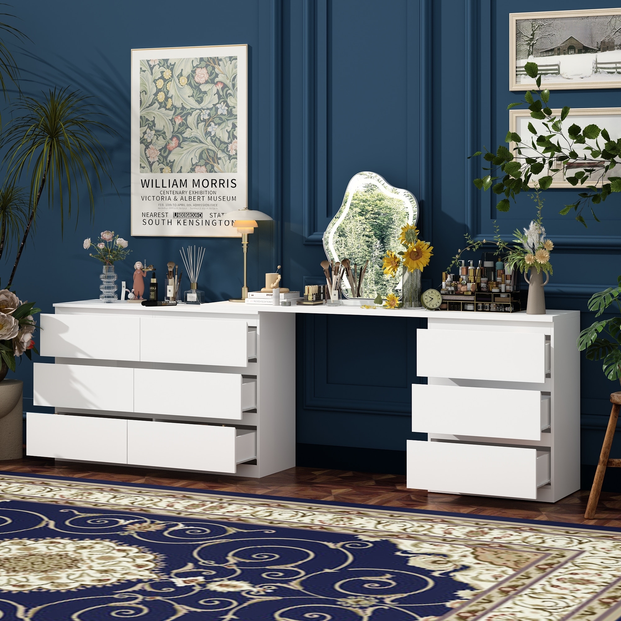vanity and dresser combo Arredoclassic Italy Donatello 3 Piece Vanity Dresser