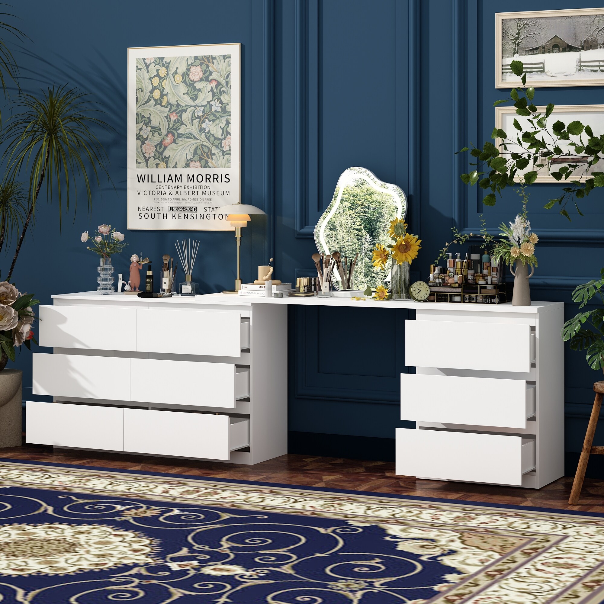 desk dresser combo Modern & Contemporary Storage Expandable For Home Office With 6 Drawers The natural wood veneer exudes timeless elegance Multifunctional dresser drawer combo cabinet