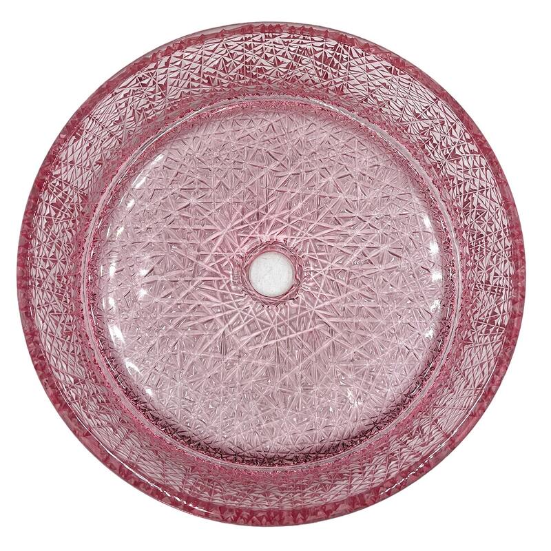 Stadium 16" & 14" Round Decorative Crystal Vessel Sinks With White Base