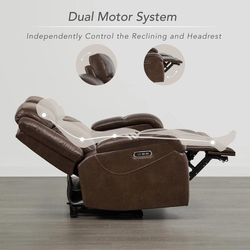 Spruce & Spring Hadlee Genuine leather Reclining Sofa with Multi-Function Console.