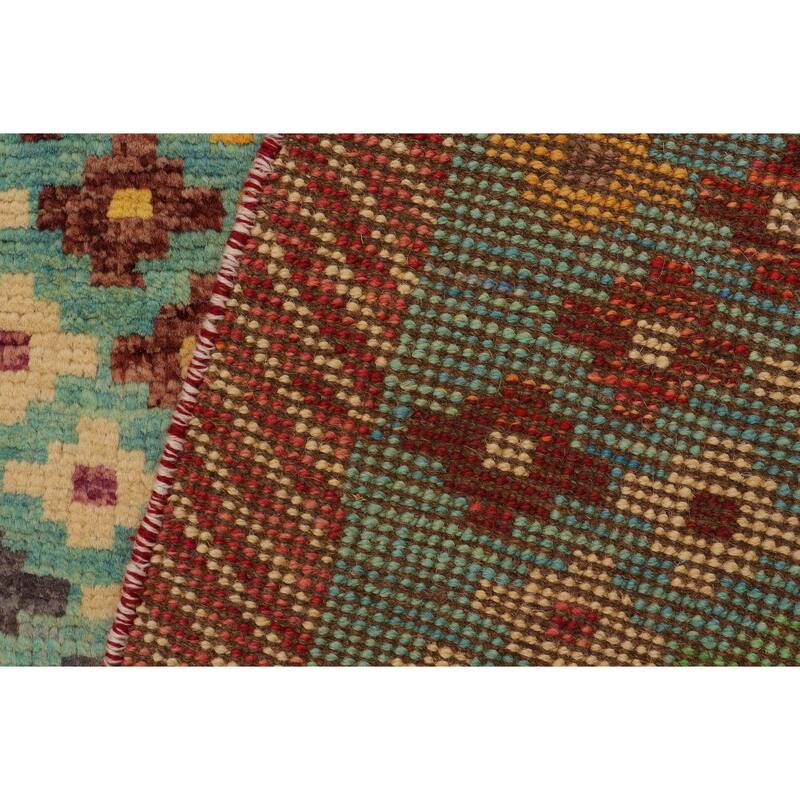 Boho Chic Balochi Owen Blue/Red Hand Knotted Wool Rug - 3'4'' x 5'0''