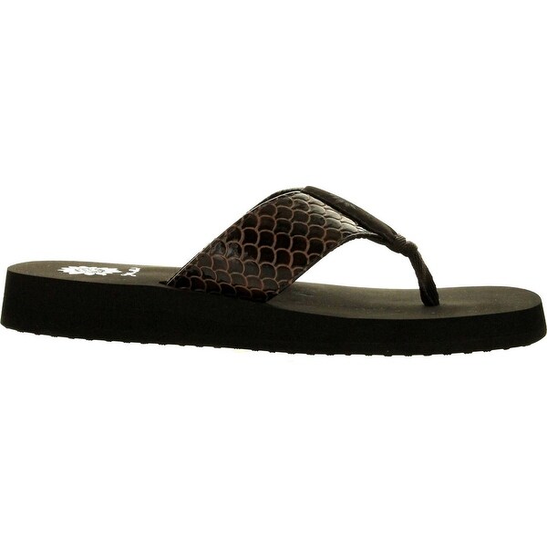 brown yellow box flip flops