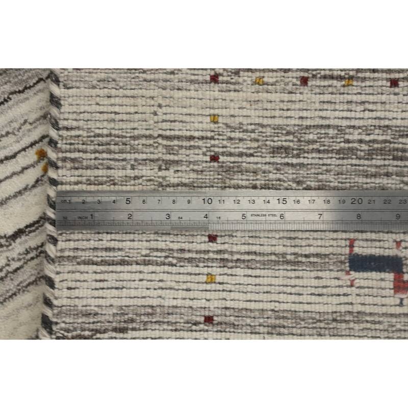 Hand Knotted Oriental 100% Wool Carpet Tribal Animal Pictorial Beige & Ivories Gabbeh Area Rug - 4' 11'' X 3' 0''