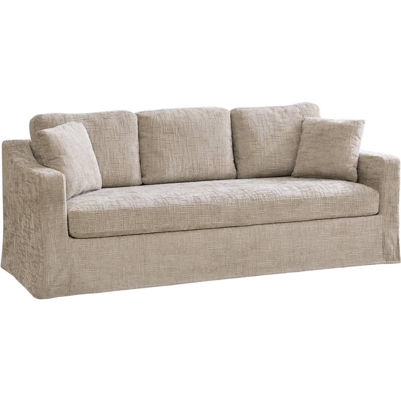 Oversized Chenille Upholstered 3 Seater Sofa, Deep Seat Sofa with Pillows, Lounge Sofa with Removable Upholstery Cover