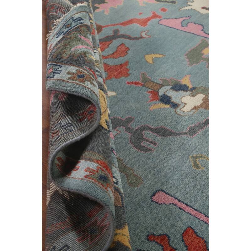 Floral Oushak Indian Area Rug Handmade Wool Carpet - 9'3"x 11'11"