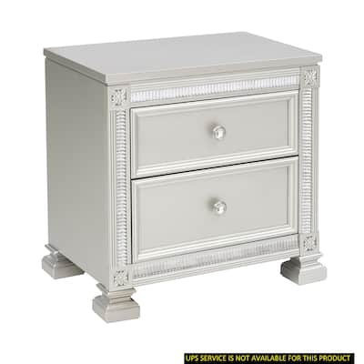 Glamorous Modern Design 1pc Nightstand of 2x Drawers Faux Crystal Knobs Furniture