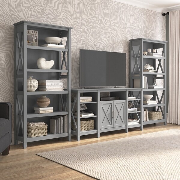 Tall Farmhouse TV Stand with 2 Bookcases by Bush Furniture Bed Bath Beyond 30068575