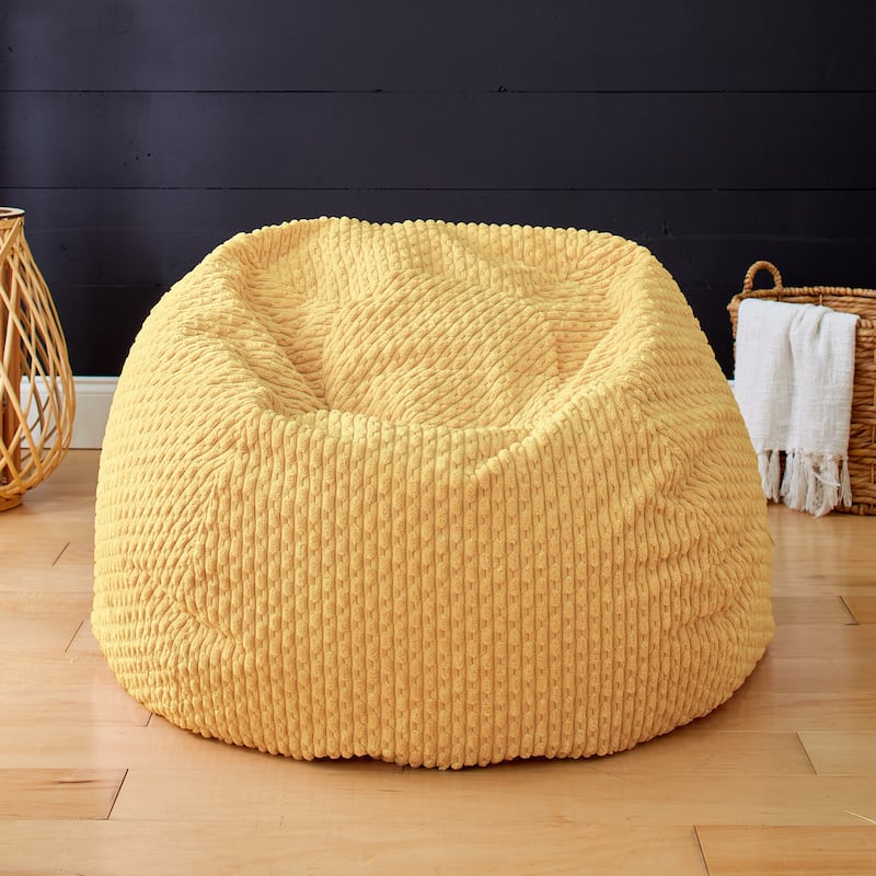 Sorra Home Indoor Soft Chunky Corduroy Bean Bag Chair - Becklee Mustard