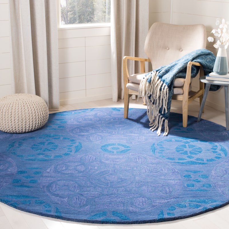 SAFAVIEH Handmade Wyndham Dinie Modern Wool Rug - 7' Round - Blue