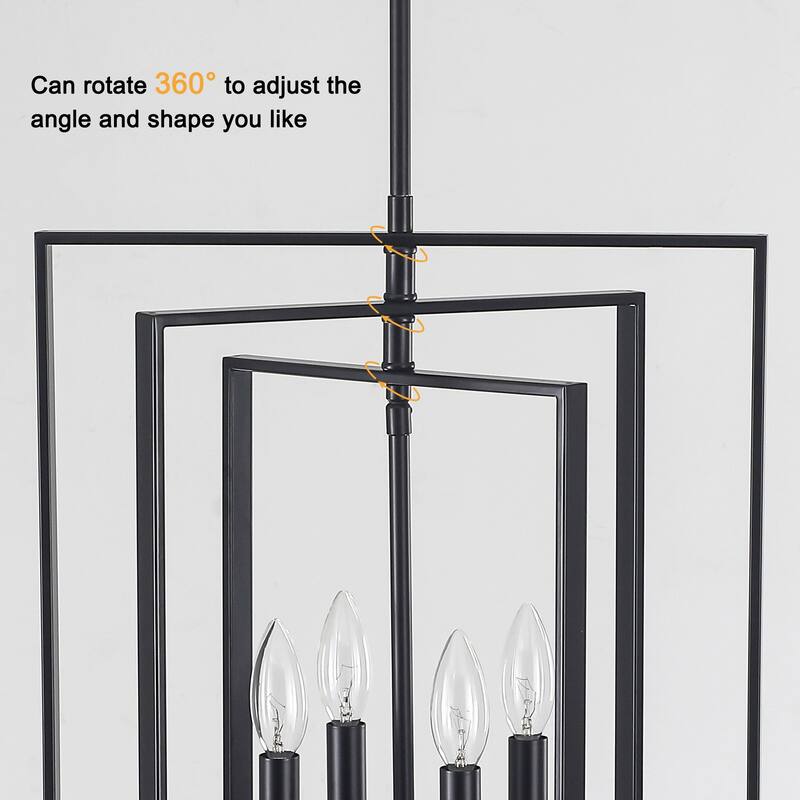 15.75inch Simple and fashionable 8 light double tier pendant with 3 tier rotatable metal frame without bulb