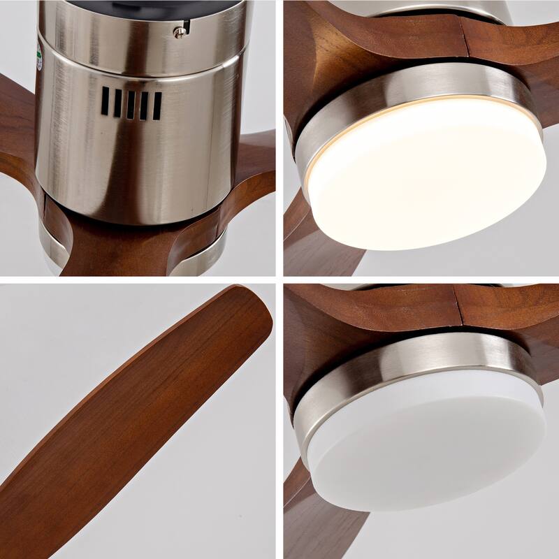 52" Ceiling Fan w/ 3 Color Dimmable Remote Control Reversible DC Motor with Led Light