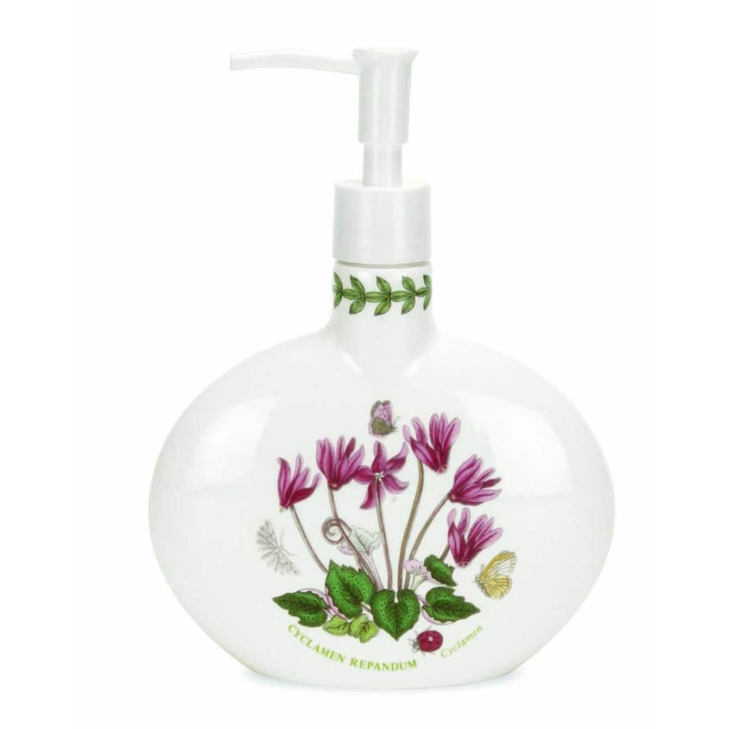 Portmeirion Botanic Garden Soap Dispenser - Cyclamen Motif - 7.5 in