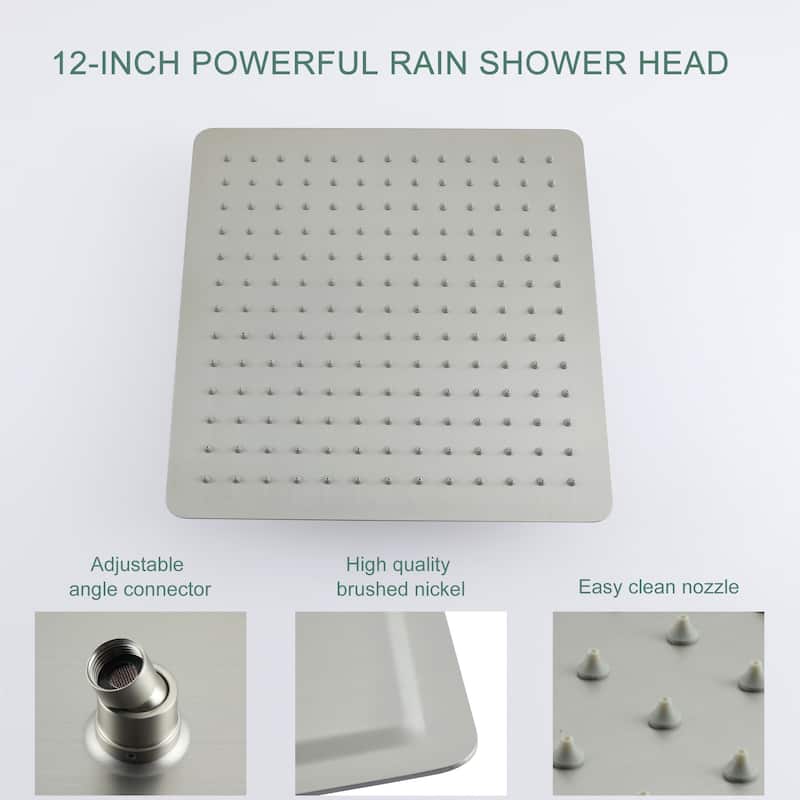 2.5 GPM 12 in. Ceiling Mount Dual Shower Heads with Pressure Balance Valve