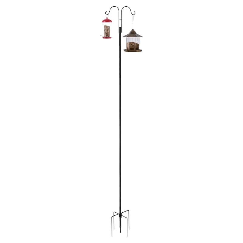 92" Rust-Resistant Garden Stand Bird Feeder Pole with Dual Hooks and 8 Pack Shepherd Hook - 11.61” x 9.84” x 92.32”