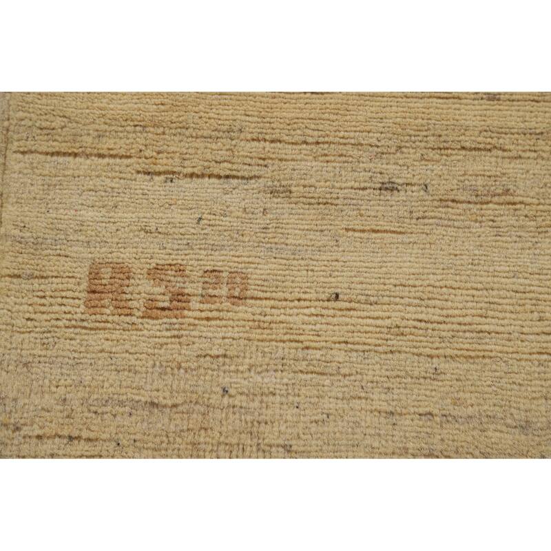 Muted Gold Gabbeh Modern Area Rug Handmade Wool Carpet - 8'0"x 9'7"