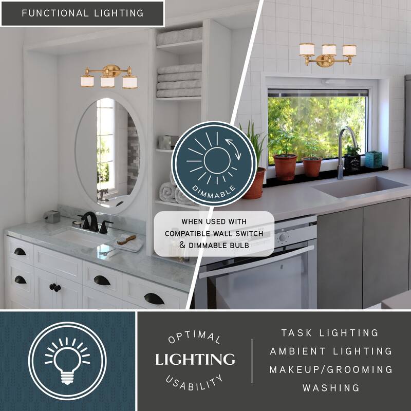 Carlisle 3 Light Chrome Bathroom Vanity Fixture
