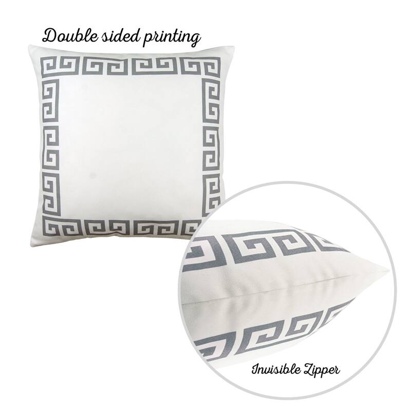 Geometric Greek Key Design Printed Decorative Throw Pillow Cover