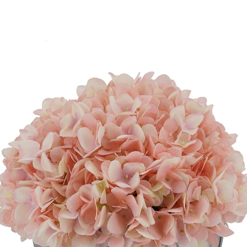 Faux Hydrangea in Small Black Cube Ceramic Vase