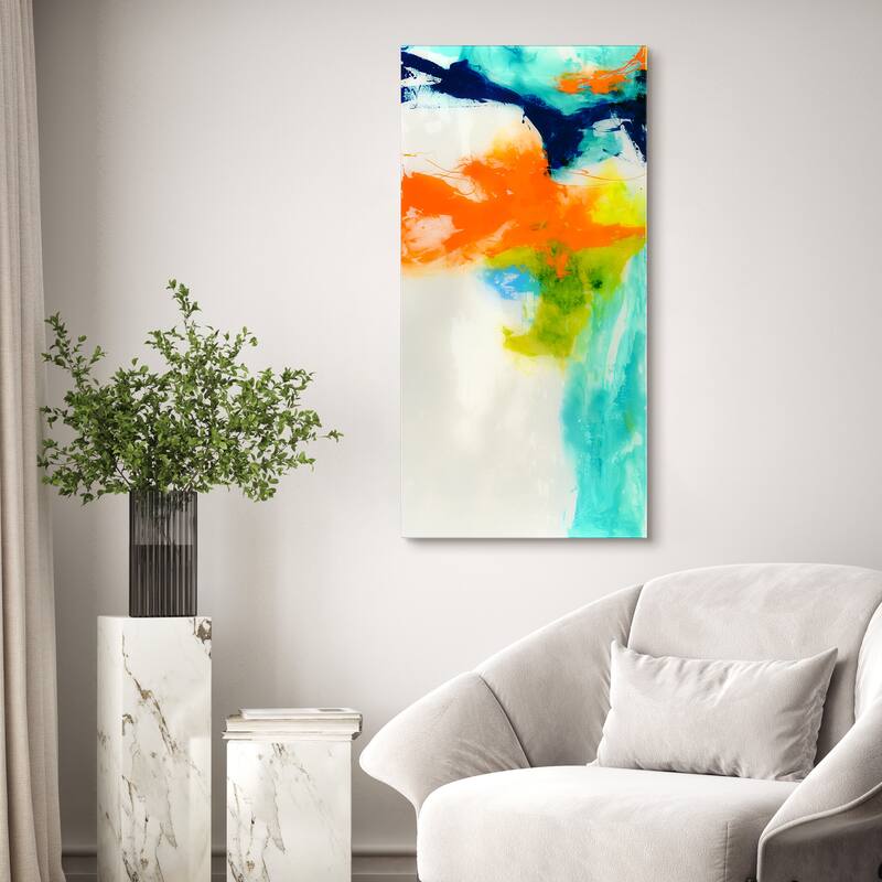 "Tidal Abstract 1" Frameless Free Floating Tempered Glass Panel Graphic Wall Art