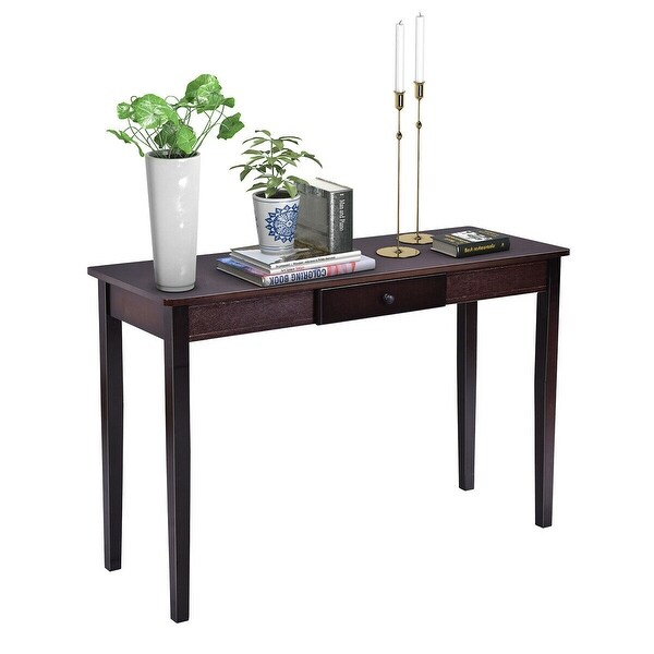 Costway Console Table Entry Hallway Entryway Side Sofa Accent Table Drawer Wood - Dark Walnut